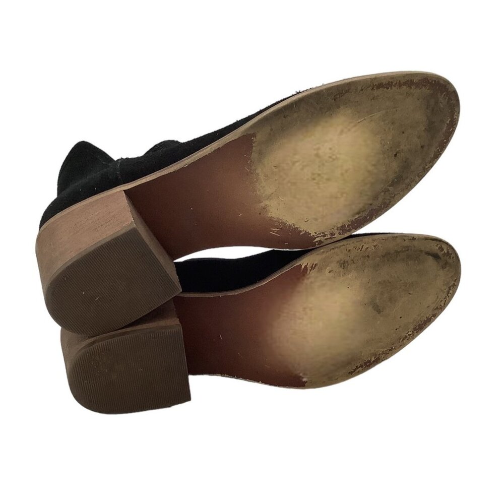 NORDSTROM BP V Notch Ankle Booties Suede Boots 10 Stacked Heel Boho Western - Picture 7 of 8